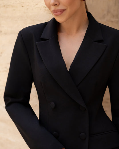 Sienna Black Double-Breasted Blazer Mini Dress