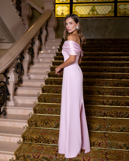 Léa Pink Off-the-Shoulder Draped Maxi Dress