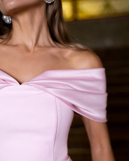 Léa Pink Off-the-Shoulder Draped Maxi Dress