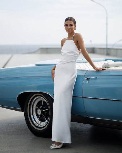 Stella White Satin Slip Maxi Dress