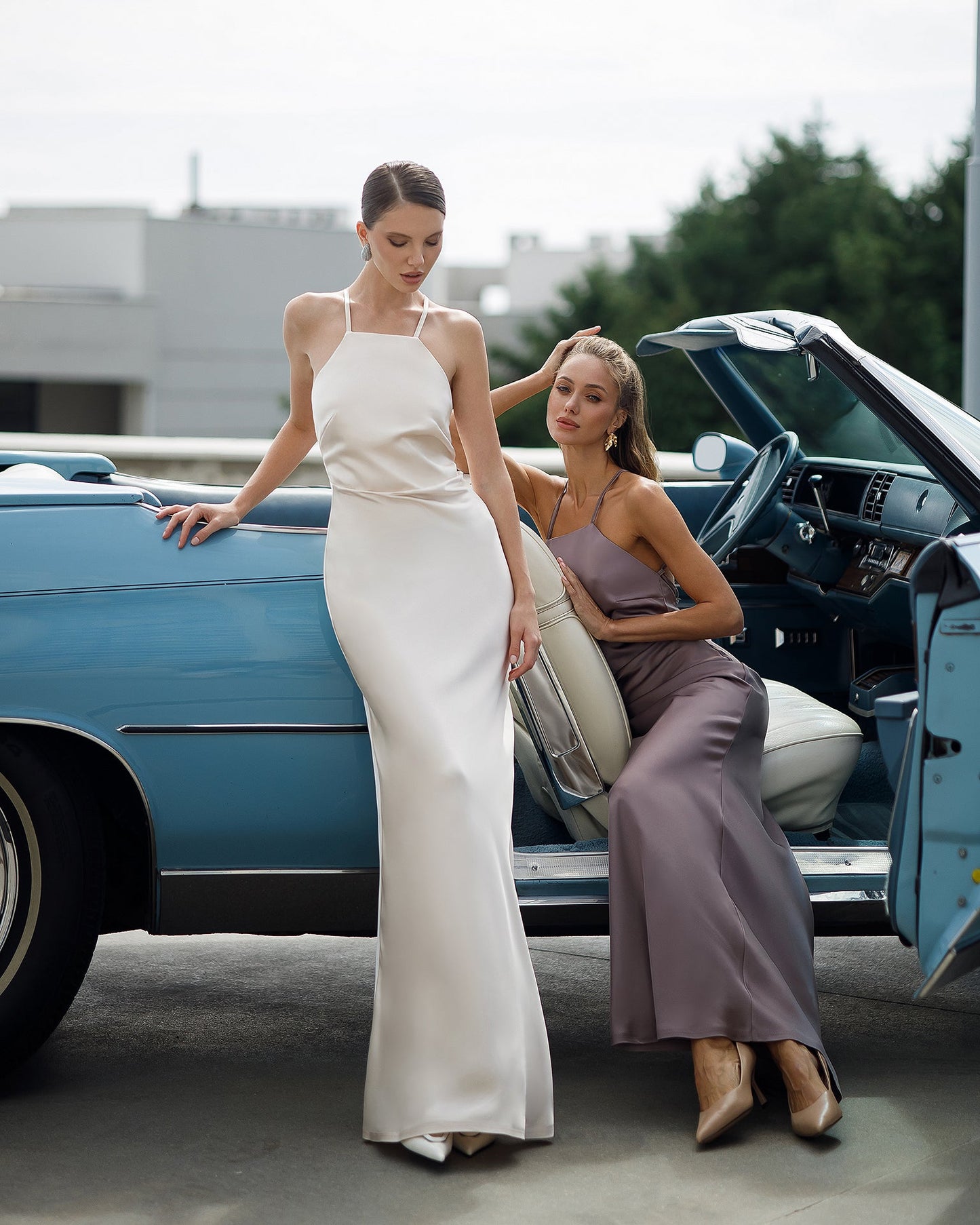 Stella Beige Satin Slip Maxi Dress