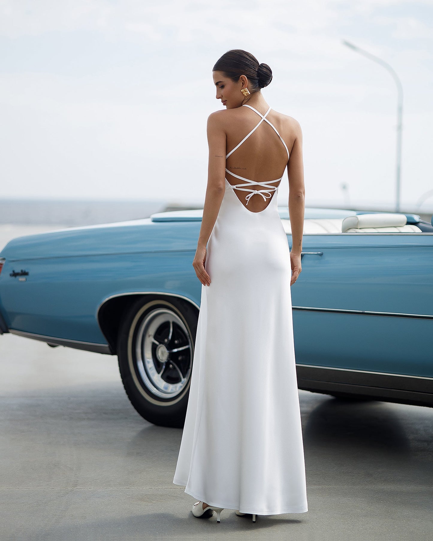 Stella White Satin Slip Maxi Dress