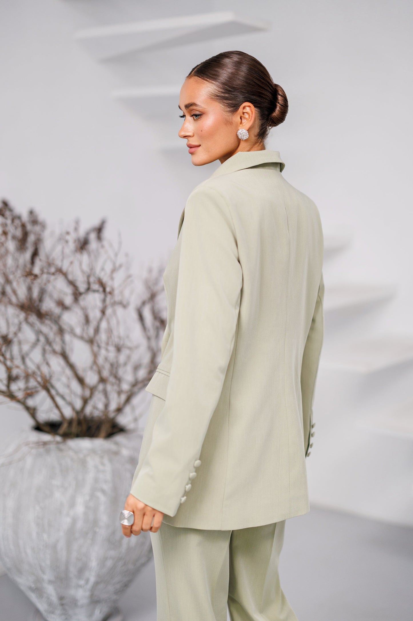 Avira Olive Double-Breasted Suit 2-Piece