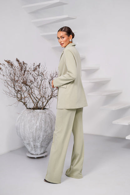 Avira Olive Double-Breasted Suit 2-Piece