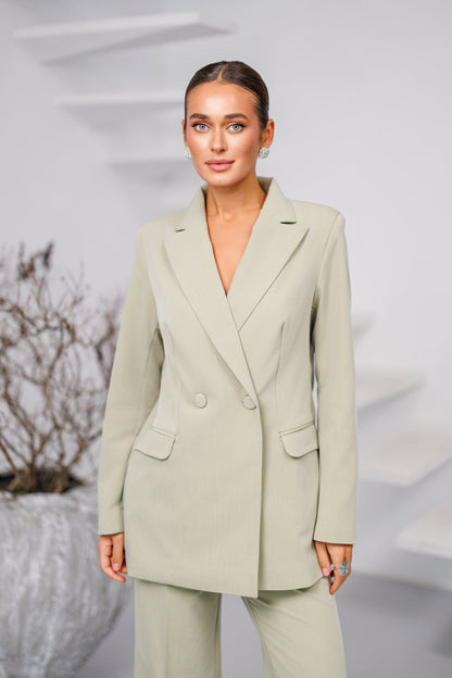 Avira Olive Double-Breasted Suit 2-Piece