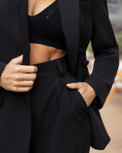 Inès Black Single-Breasted Suit 2-Piece