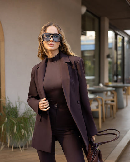 Serene Brown Double-Breasted Suit 2-Piece