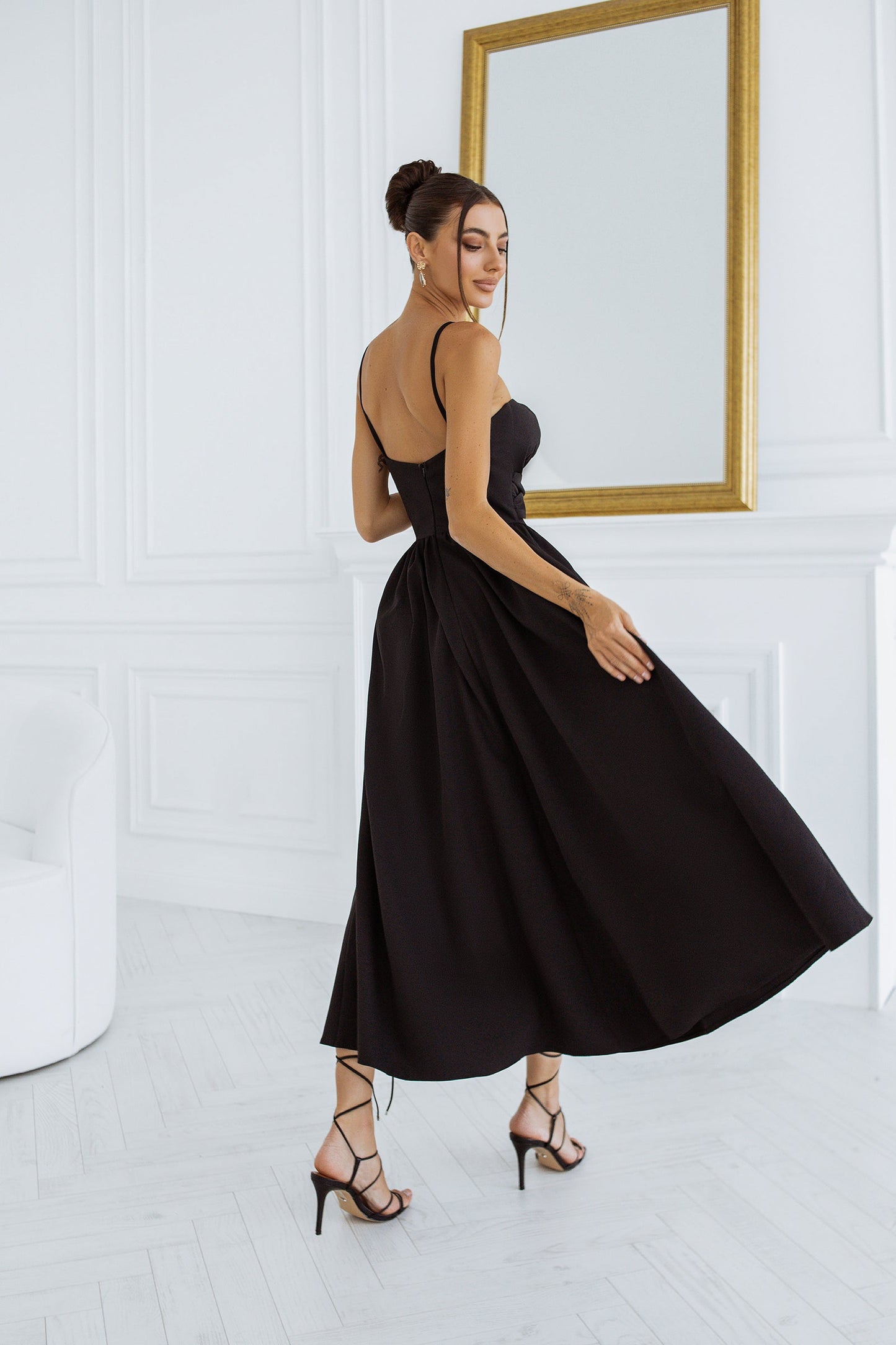 Black Sweetheart Cut-Out Midi Dress