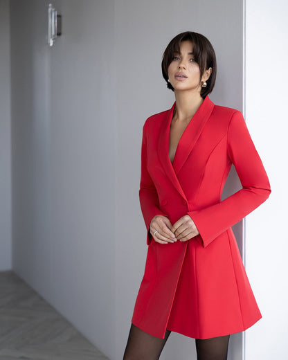 Alexa Red Double Breasted Blazer Dress