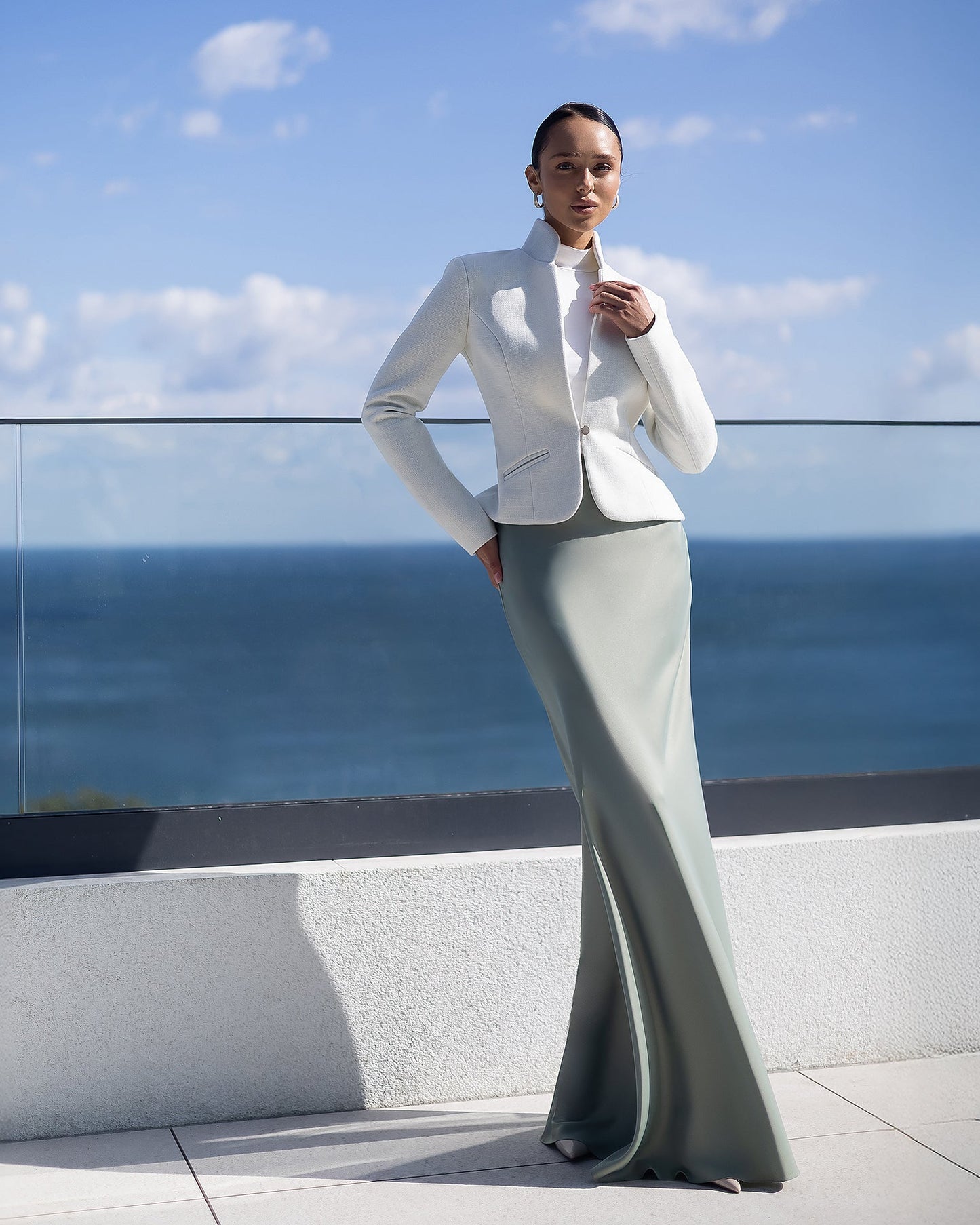 Julia White Collarless Single-Breasted Blazer