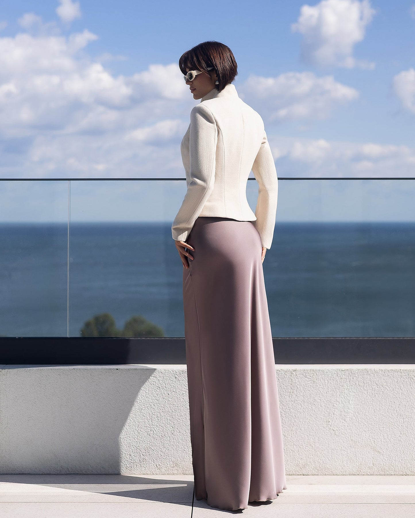 Julia Beige Collarless Single-Breasted Blazer