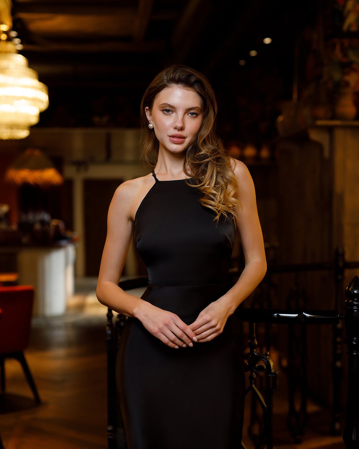 Stella Black Satin Slip Maxi Dress