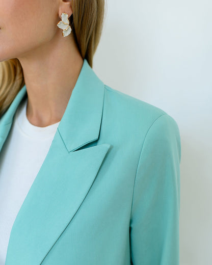 Tiffany-Blue Single-Breasted Oversized Suit 2-Piece