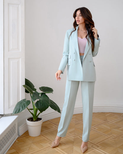 Olive Double-Breasted Suit 2-Piece