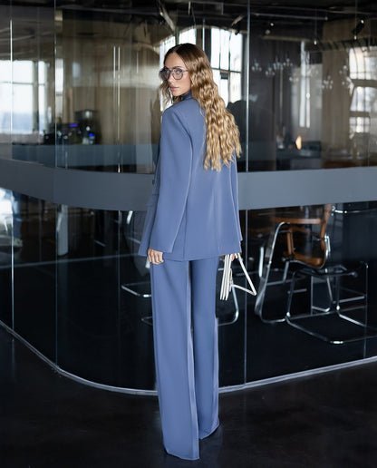 Inès Grey Single-Breasted Suit 2-Piece