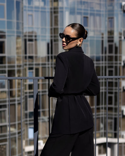 Inès Black Single-Breasted Suit 2-Piece