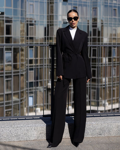 Inès Black Single-Breasted Suit 2-Piece