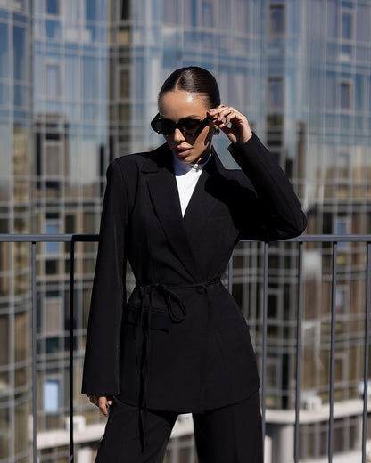 Inès Black Single-Breasted Suit 2-Piece