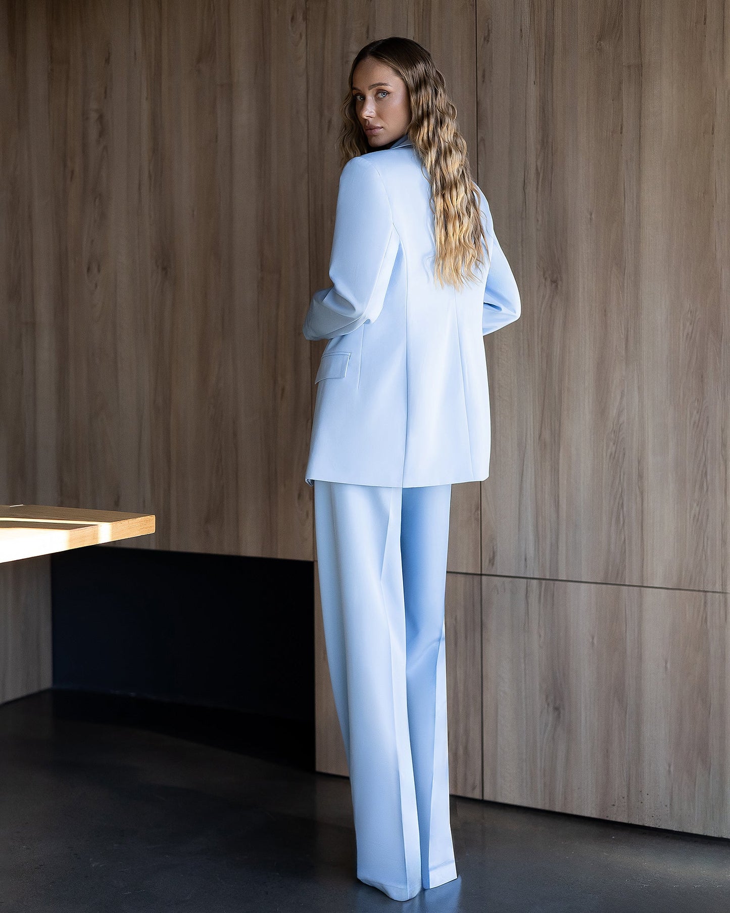 Inès Sky-Blue Single-Breasted Suit 2-Piece
