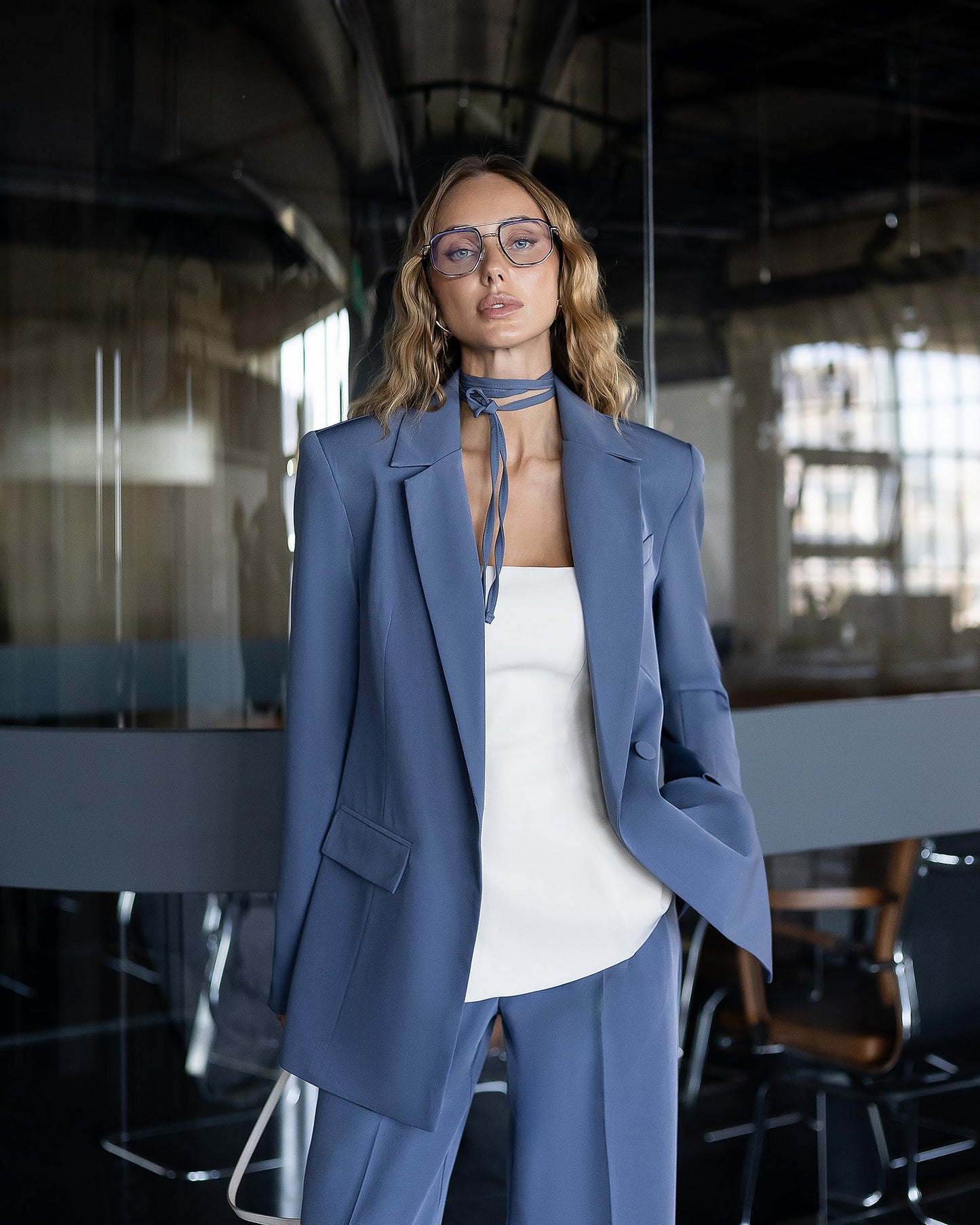 Inès Grey Single-Breasted Suit 2-Piece