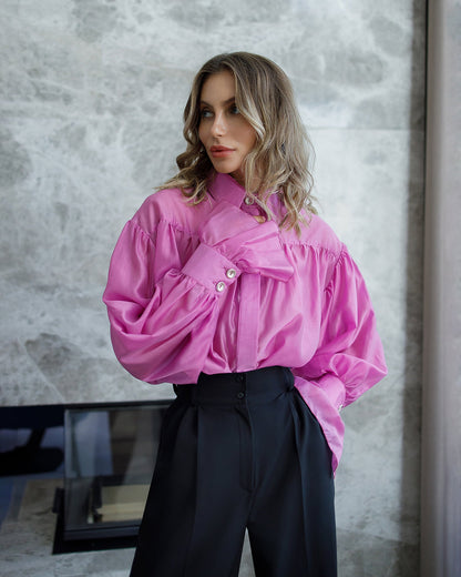 Monica Black High-Waisted Pleated Palazzo Pants