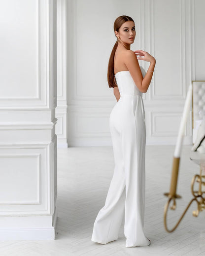 trinarosh White Corseted And Flare Pants Jumpsuit
