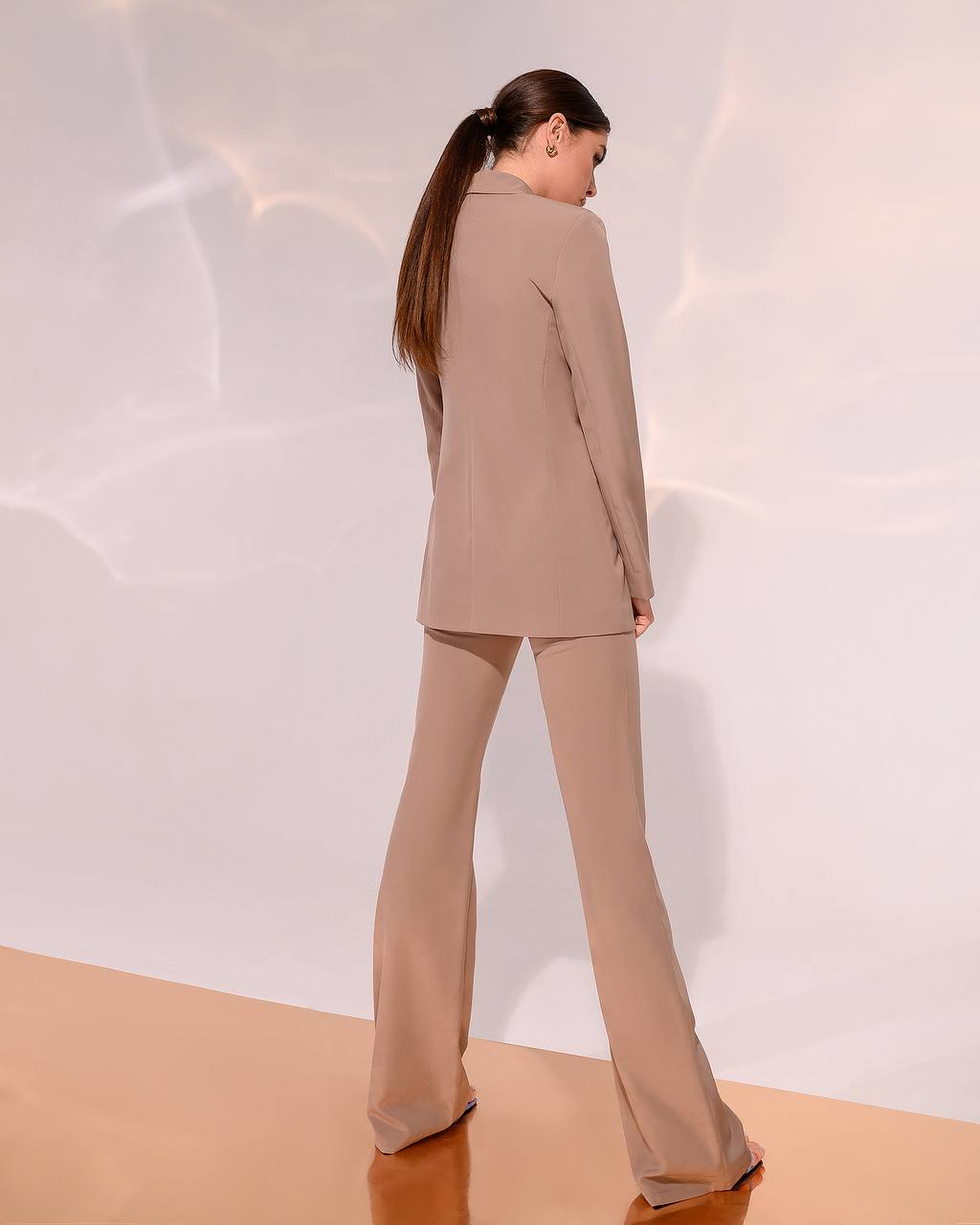 trinarosh Caramel Classic 2-Piece Suit With Flared Trousers