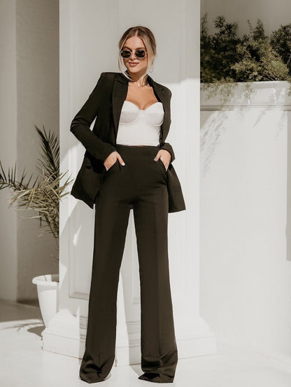 trinarosh Black Belted Double Breasted Suit 2-Piece