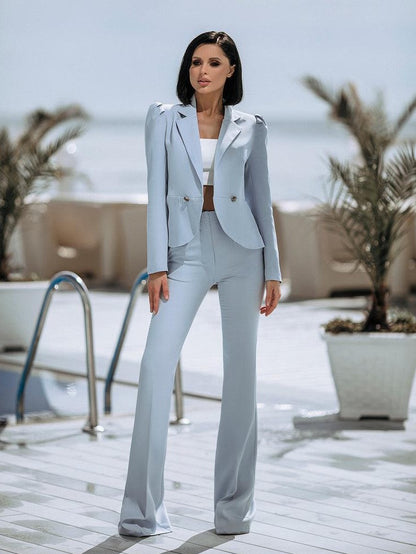 trinarosh Sky-Blue Double Breasted Suit 2-Piece