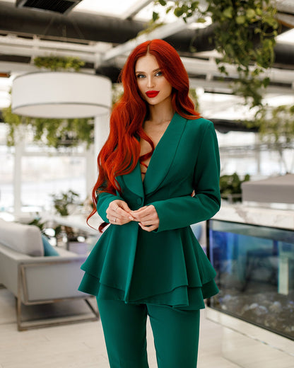 trinarosh Emerald Trouser 2-Piece Suit With Basque