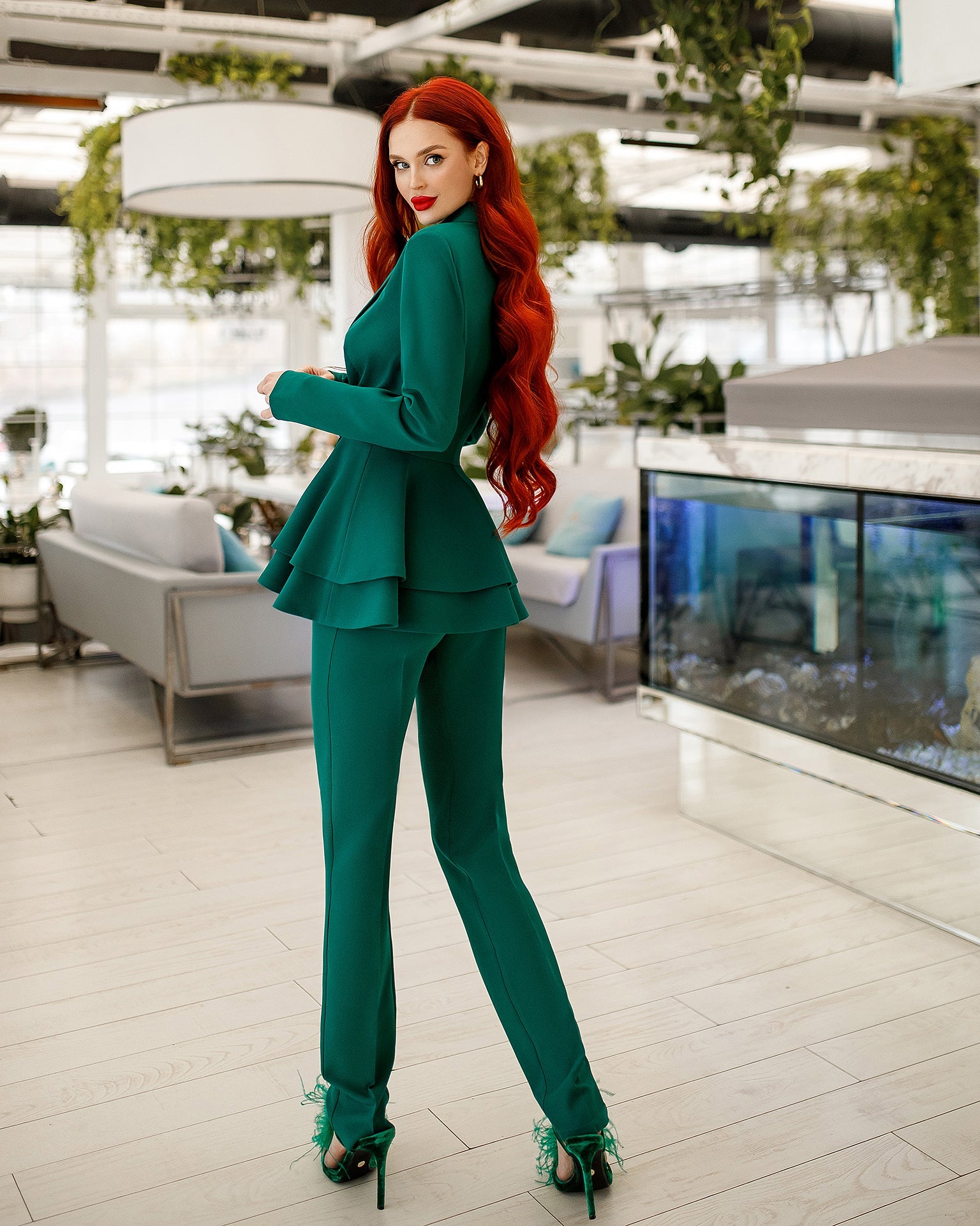 trinarosh Emerald Trouser 2-Piece Suit With Basque
