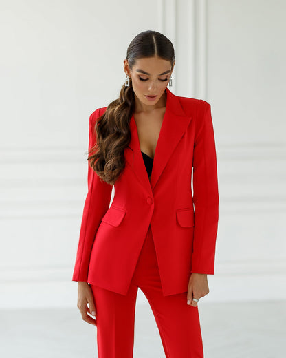 trinarosh Red Single-Breasted Suit 2-Piece