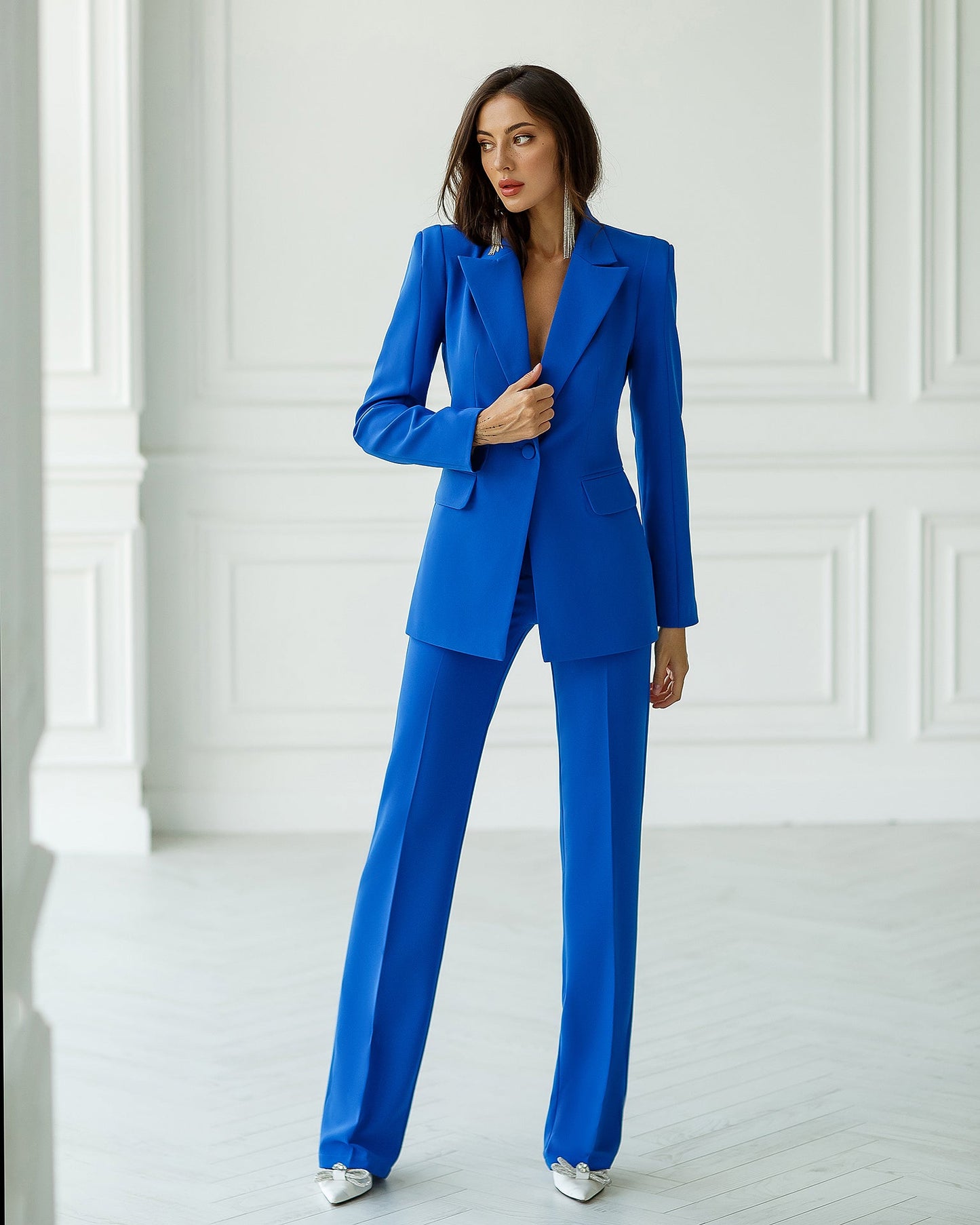 trinarosh Blue Single-Breasted Suit 2-Piece