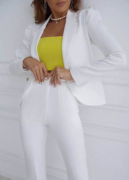 trinarosh White Double Breasted Suit 2-Piece