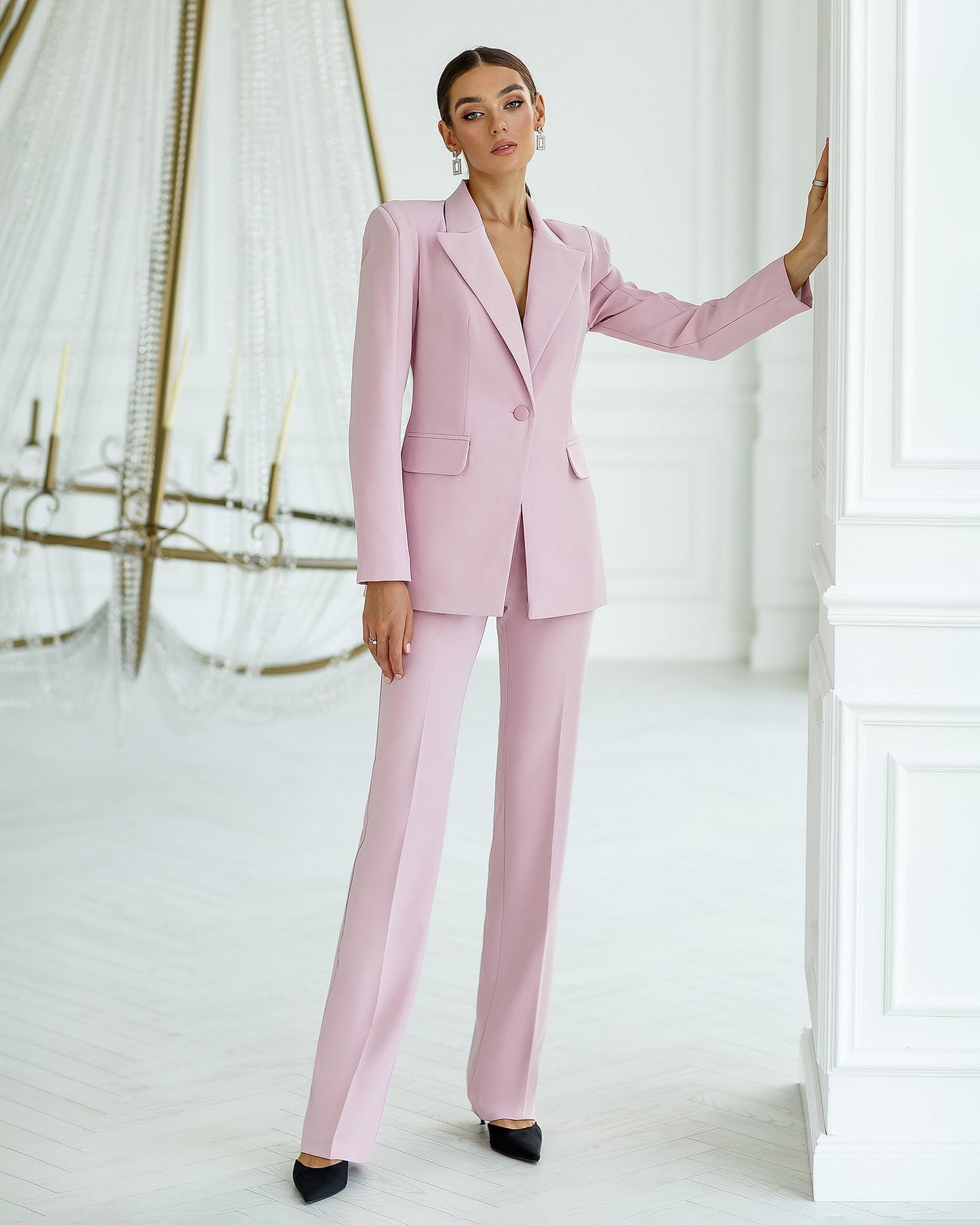 trinarosh Dusty Pink Single-Breasted Suit 2-Piece