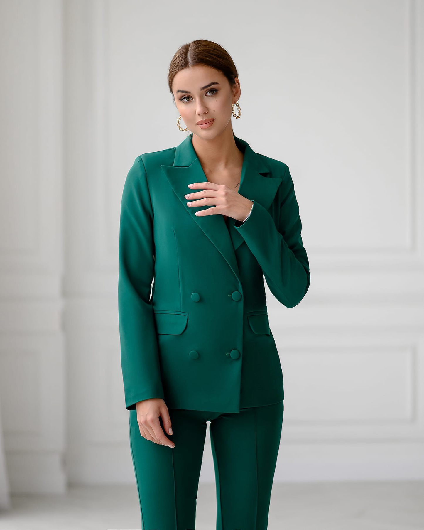 trinarosh Green Double Breasted Suit 2-Piece