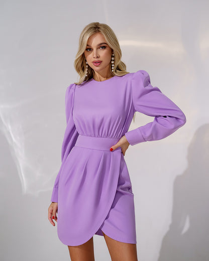 trinarosh Lavender Long Sleeve Mini Dress