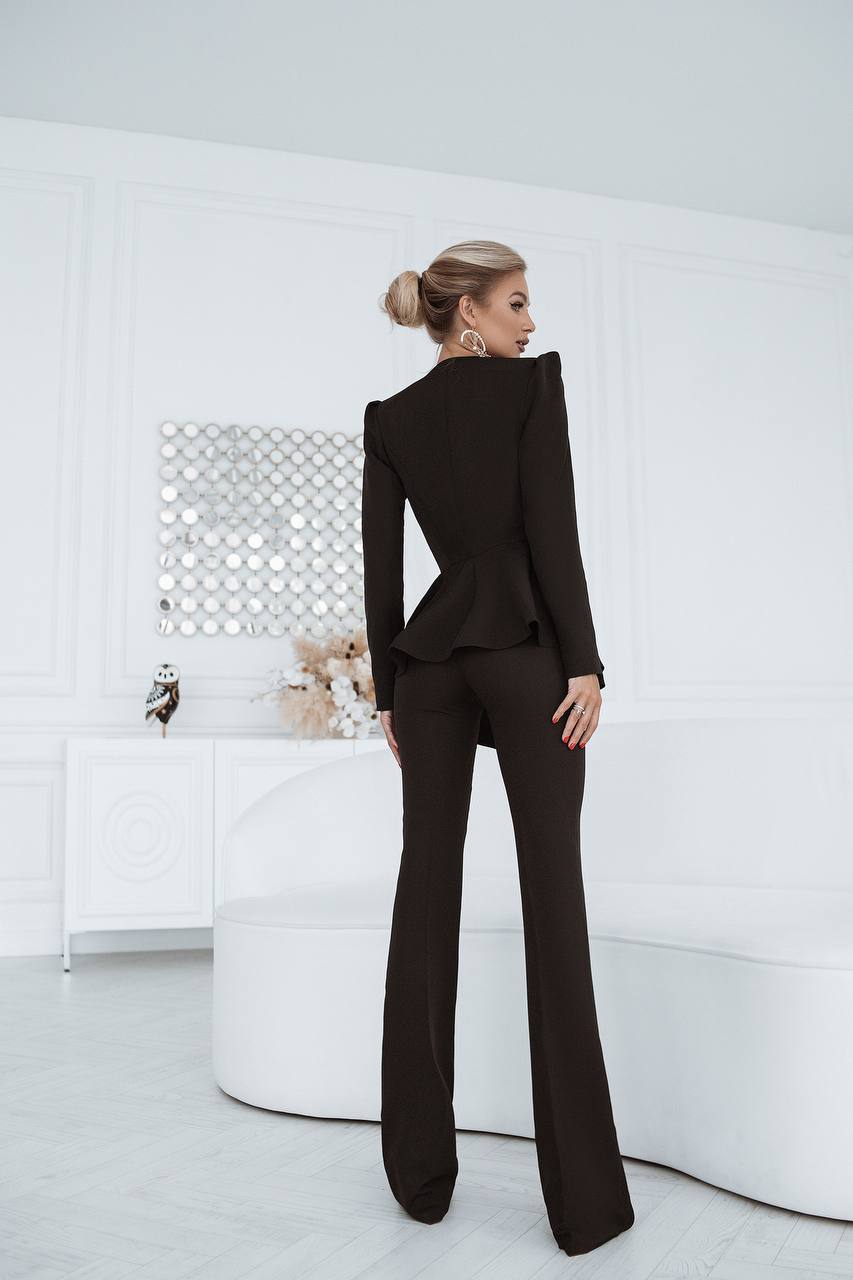 trinarosh Black Promo Suit 2-Piece With Basque And Flared Pants