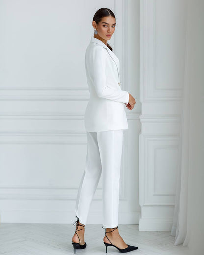 trinarosh London White Slim-Fit Suit 2-Piece