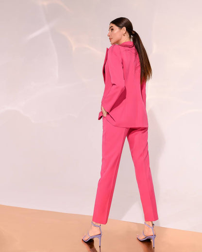 trinarosh Crimson Casual 3-Piece Suit With Straight Leg Trousers And Top