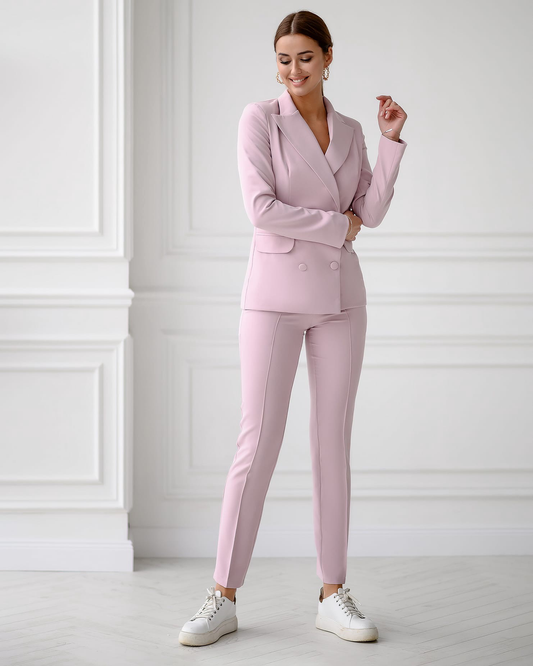 trinarosh Dusty Pink Double Breasted Suit 2-Piece