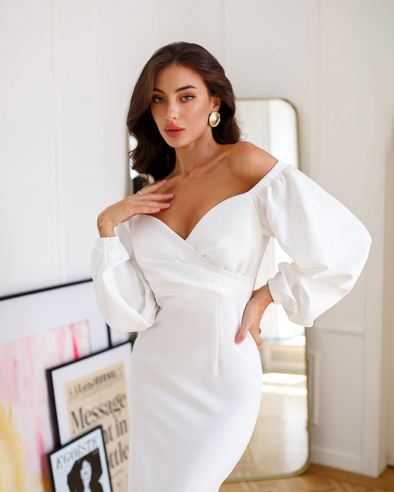 A Day in Paris White Square Neck Puff Sleeve Babydoll Dress | Babydoll dress,  White short dress, Mini dress with sleeves