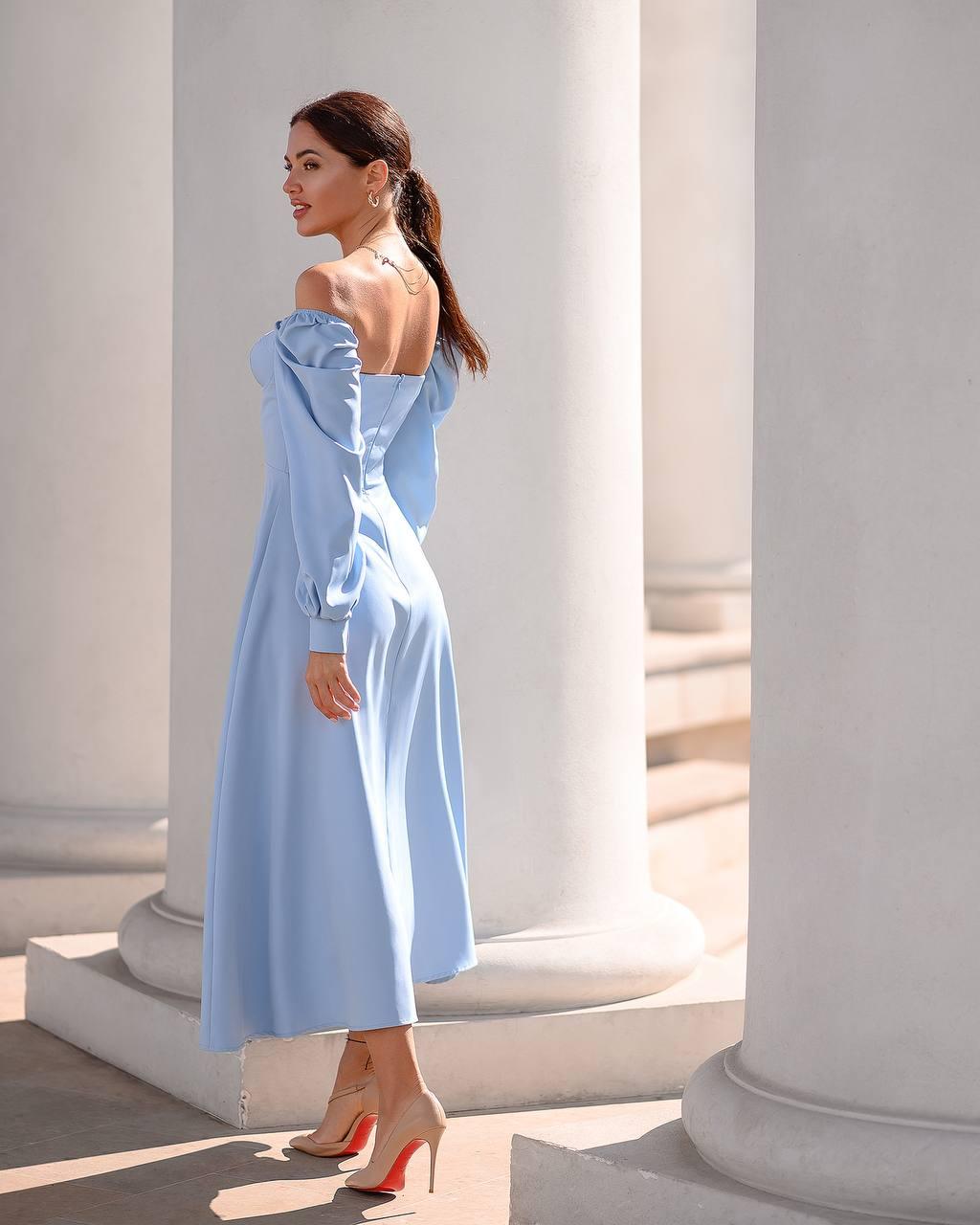 trinarosh Sky-Blue Bodice Midi Dress