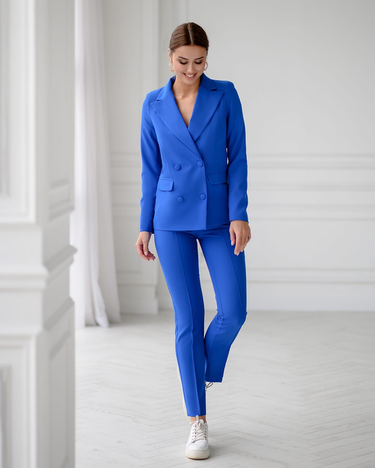 trinarosh Blue Double Breasted Suit 2-Piece