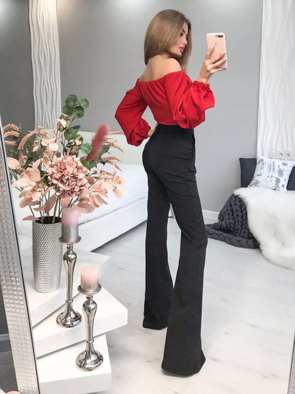 trinarosh High Waist Fitted Flared Pants