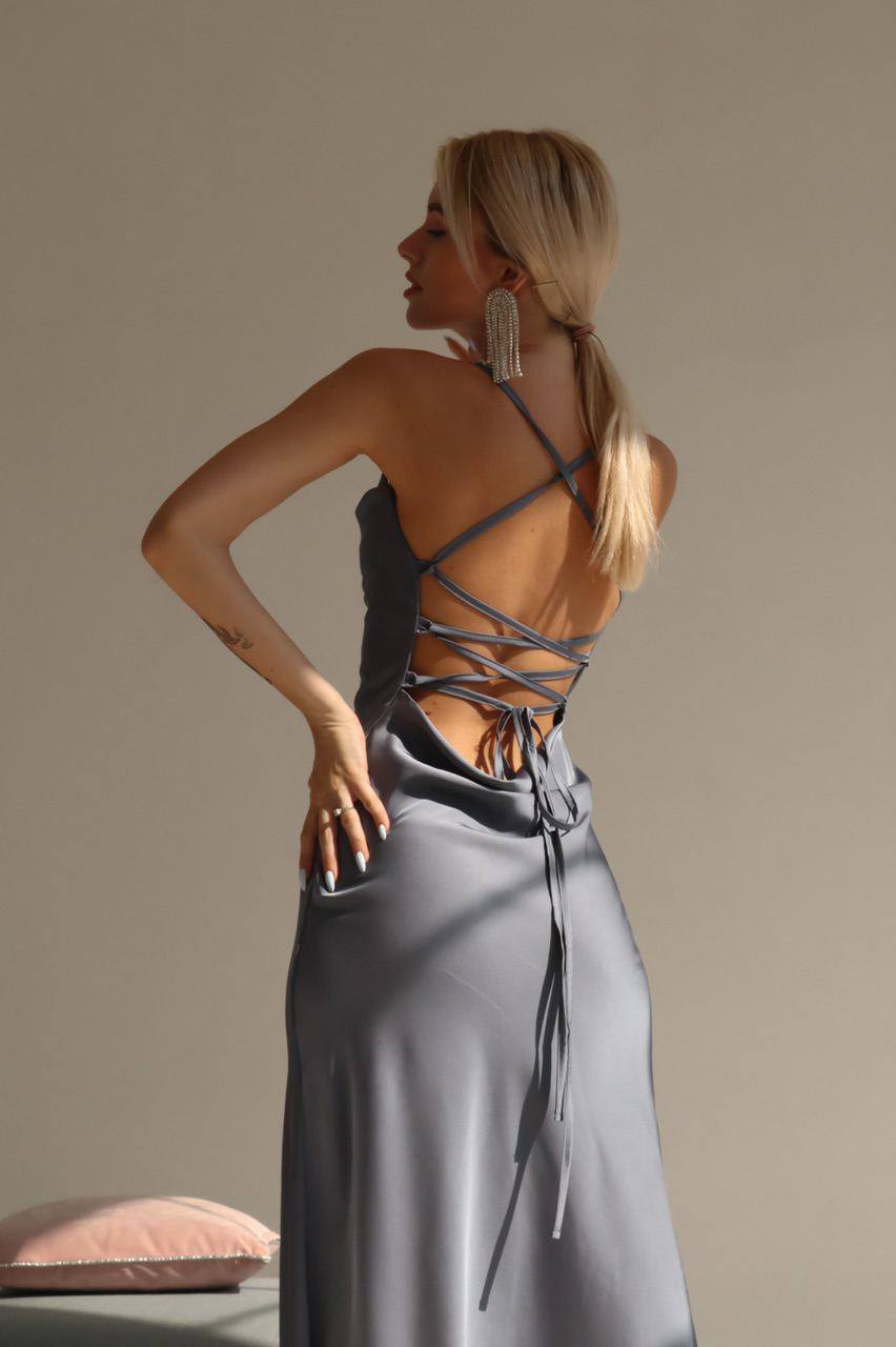 trinarosh Backless Silk Slip Midi Dress