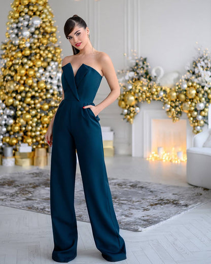 trinarosh Emerald Corseted And Flare Pants Jumpsuit