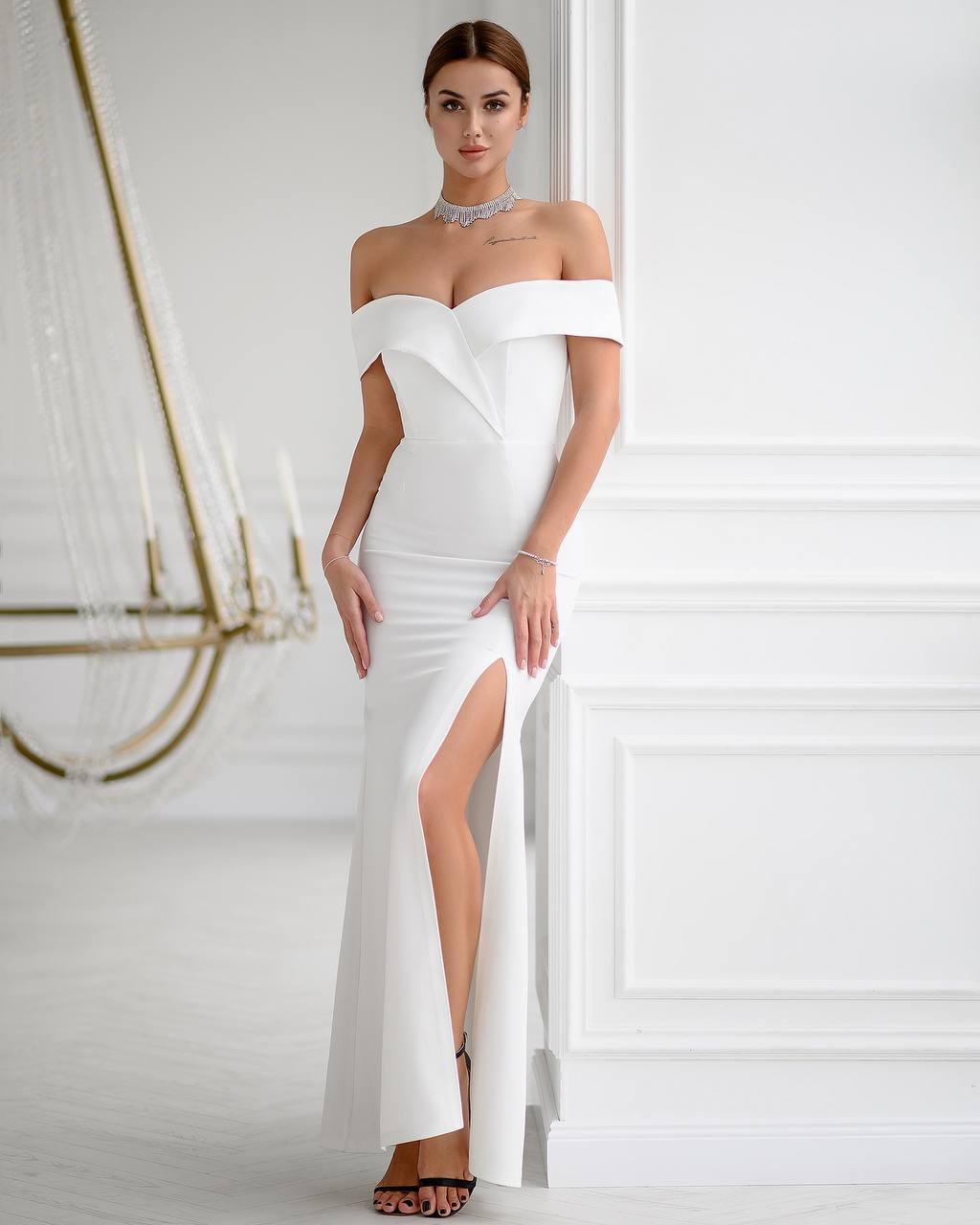 trinarosh White Off-The-Shoulder Maxi Dress