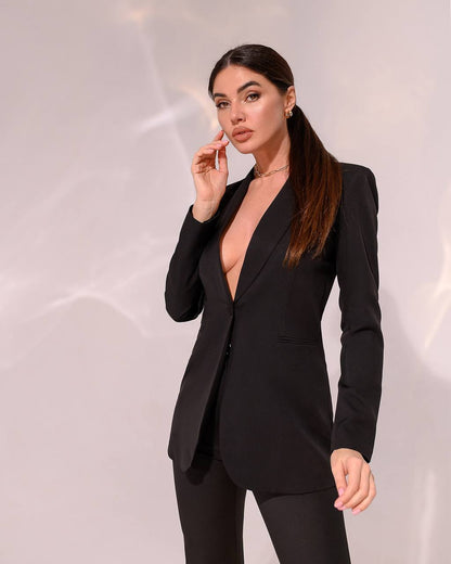 trinarosh Black Classic 2-Piece Suit With Flared Trousers