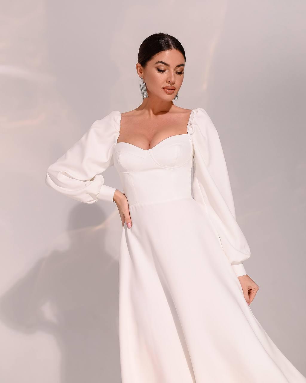 trinarosh White Bodice Midi Dress